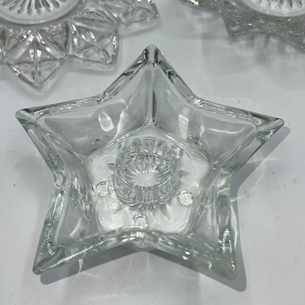 FEDERAL GLASS COMPANY Set of 3 Glass Candle Holders